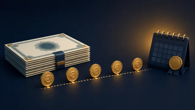 Bonos, calendario y pagos periódicos representando la renta fija